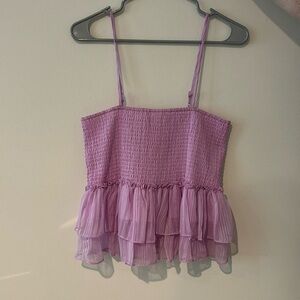 Purple smocked flowy tank top!!